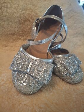 Sparkle Bow Mary Jane Dress Shoes for Girls - Silver